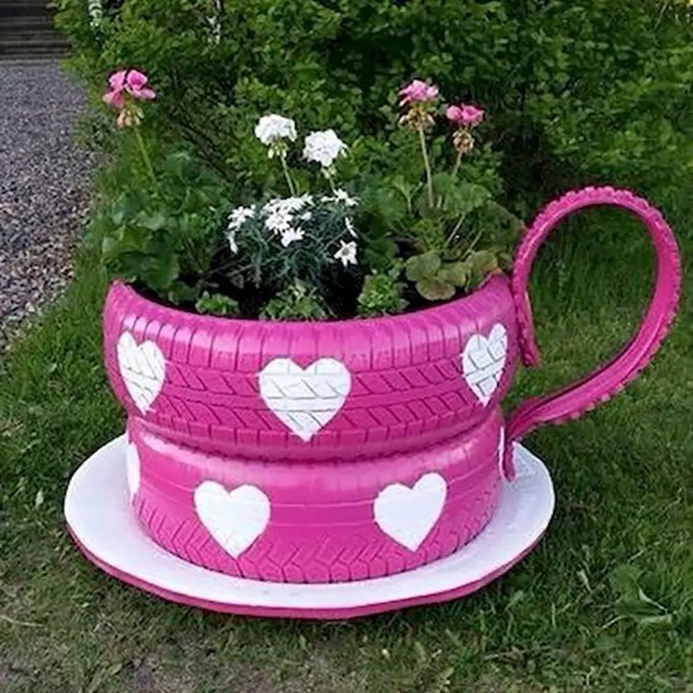 Tea Cup Tire Planter: A Creative Way to Decorate Your Home