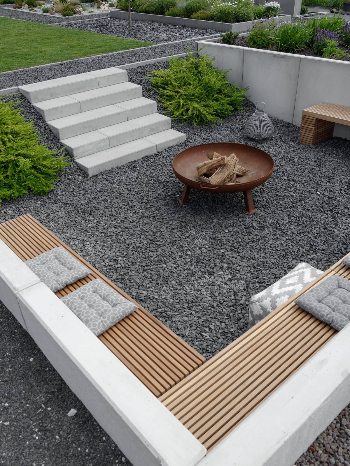 sunken firepit area.