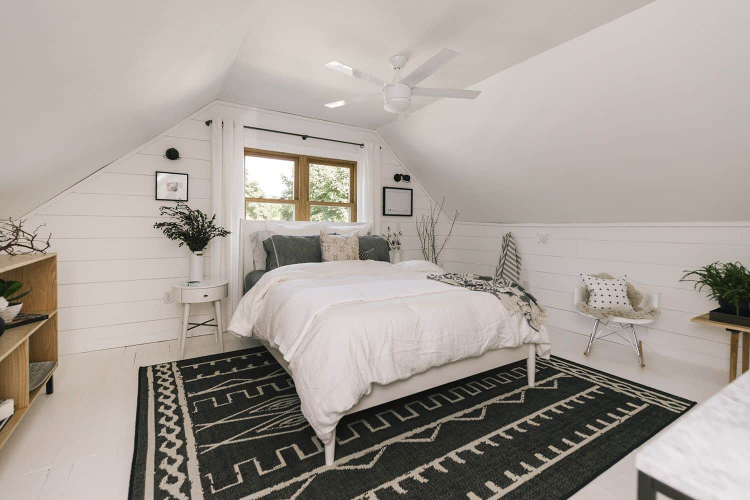 contrasting black and white slanted walls