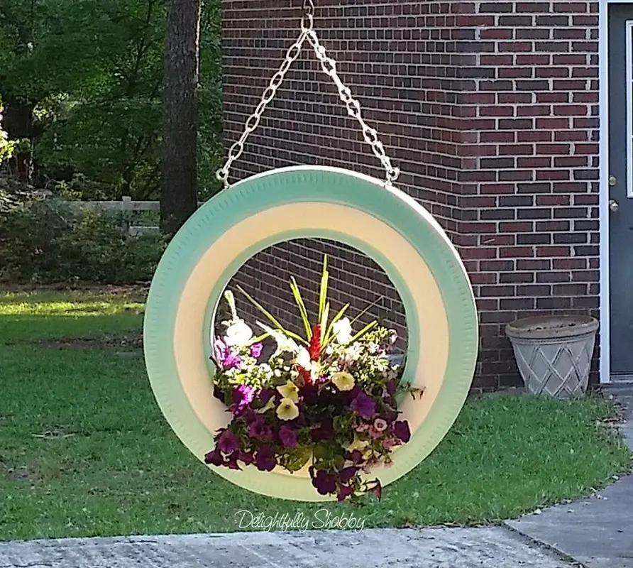 Upcycle Old Tires To Make Stunning Hanging Planters
