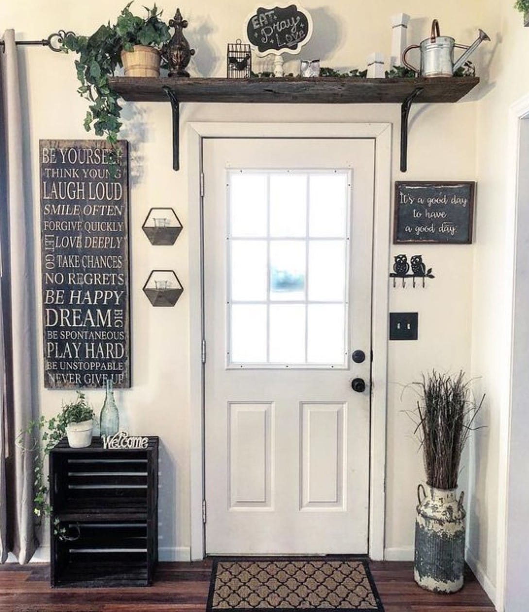 Above doorway decor plants and quote