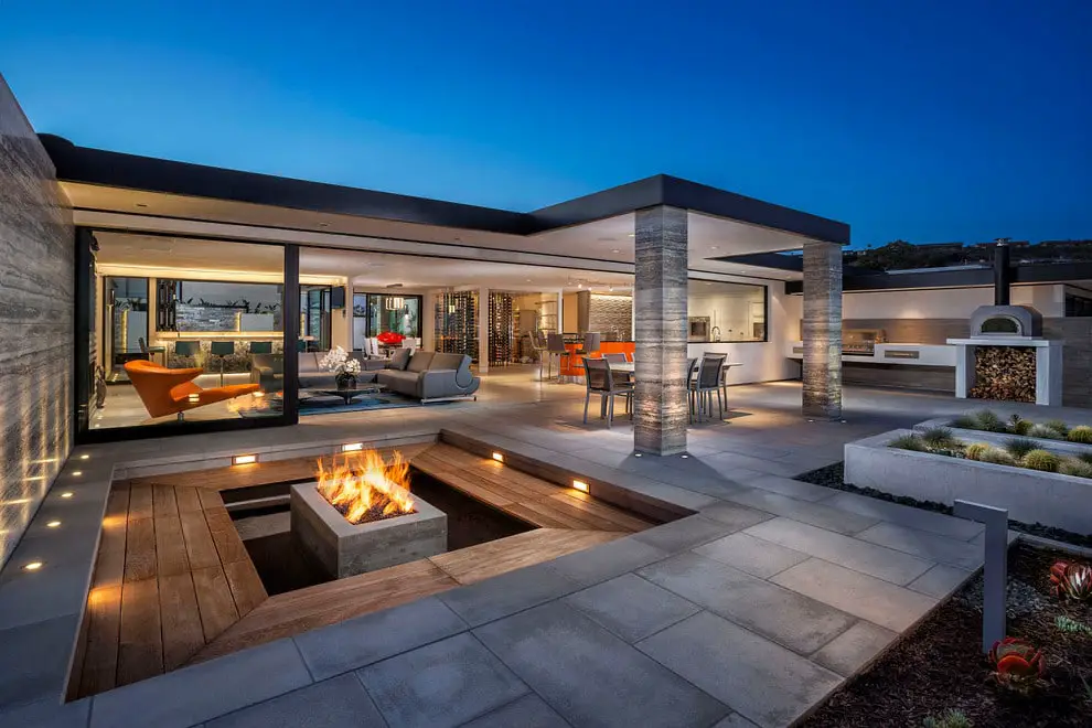 sunken firepit area.