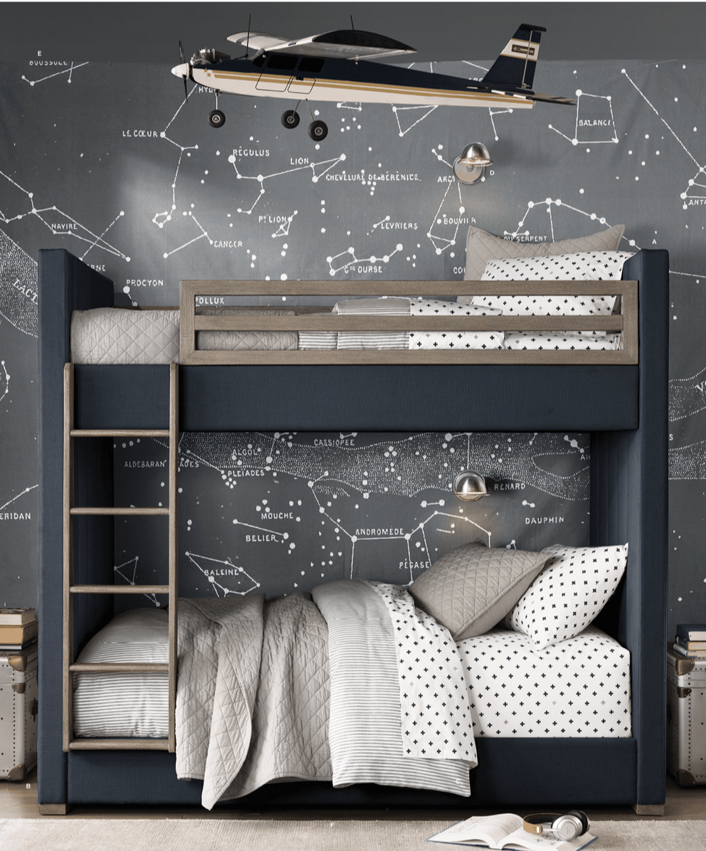 elegant bedroom design with aesthetic bunk beds