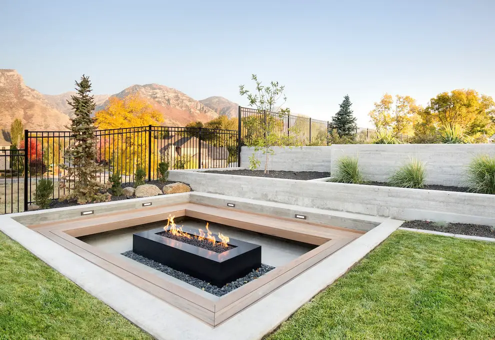 square sunken fire pit.