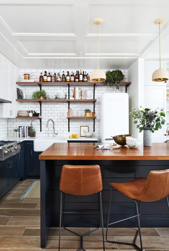 rustc open kitchen wall shelves