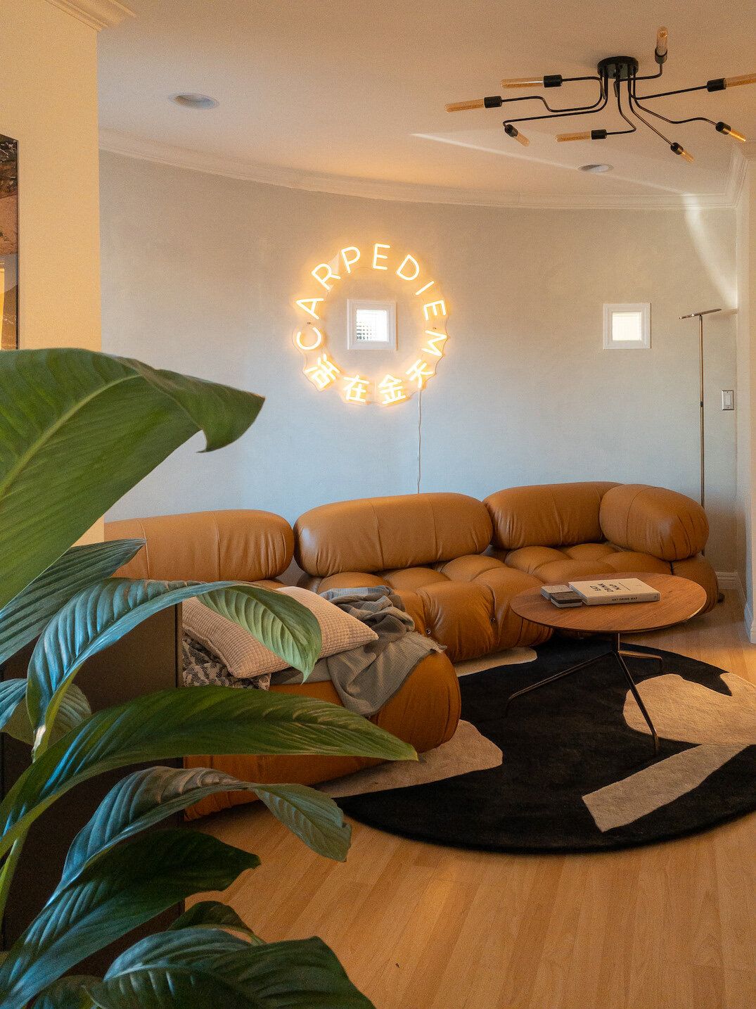 What is the most effective way to reduce the amount of glare in a living room?