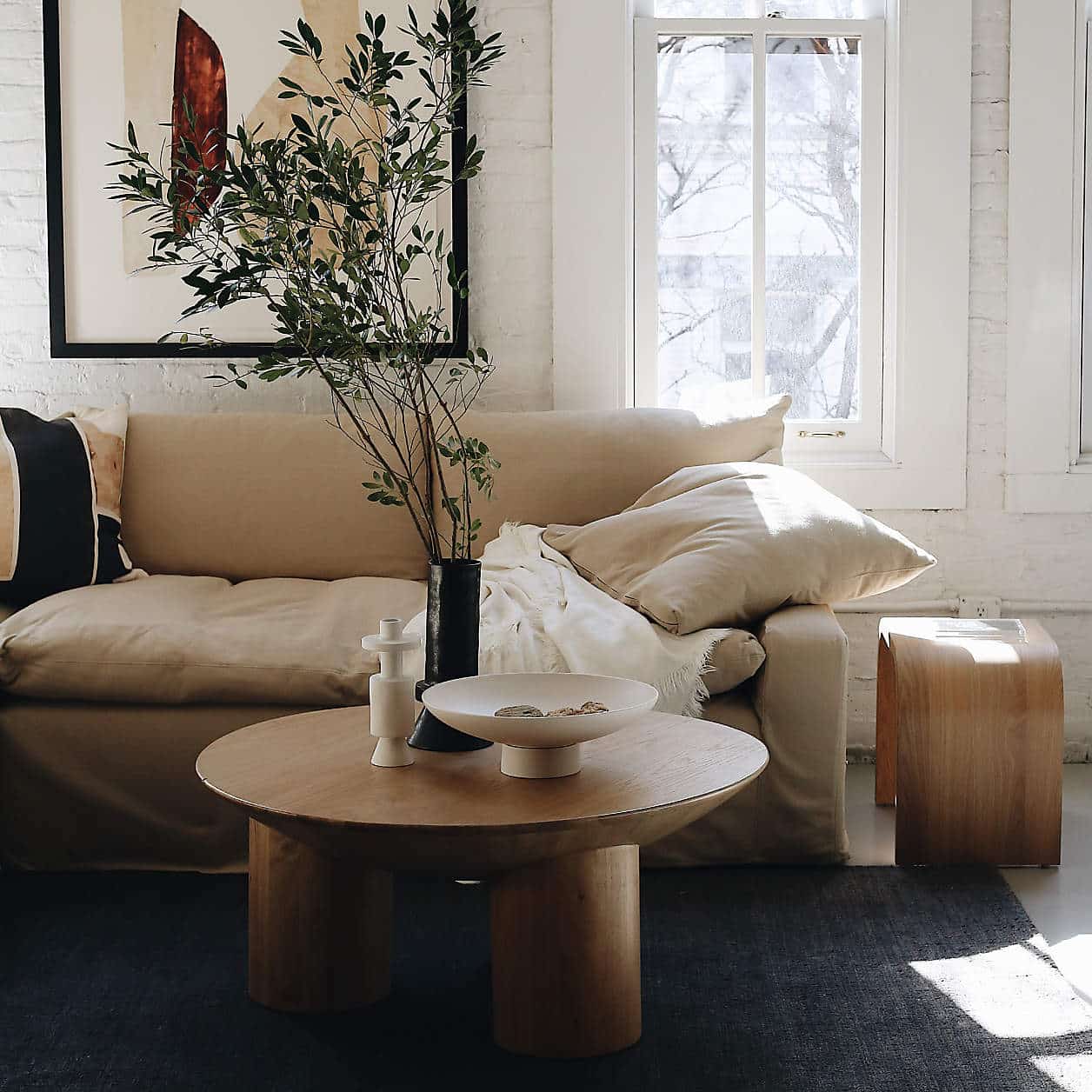 beige couch, beige sofa, decorate around