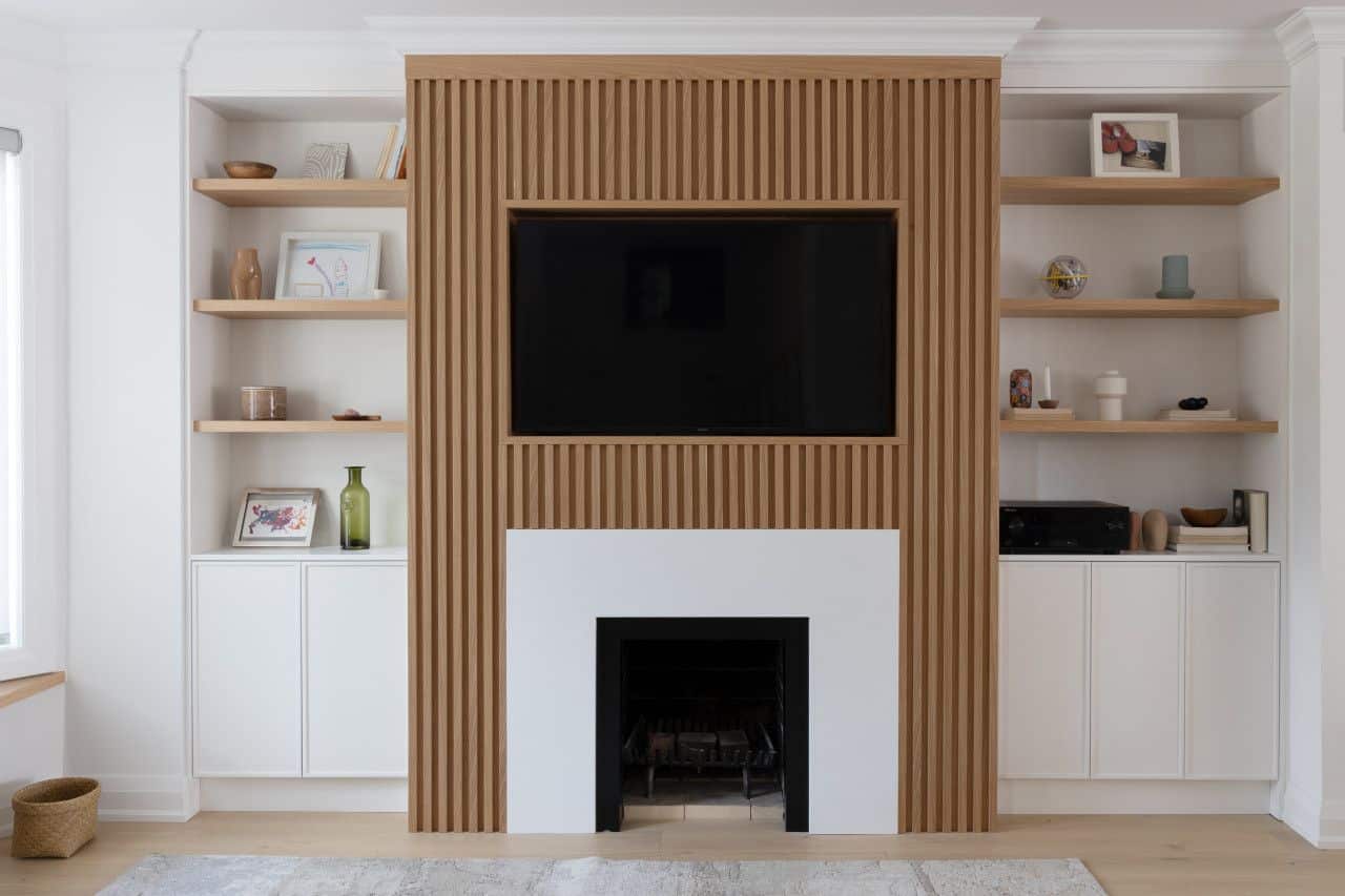 Flank Fireplace with Matching Consoles or Cabinets