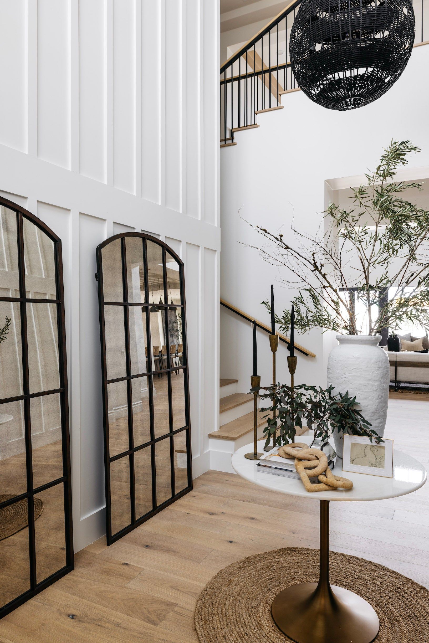 how to decorate a two-story wall