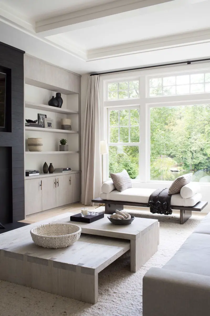 Play with volume and scale in your spacious living area to create visual interest and keep the eye moving.