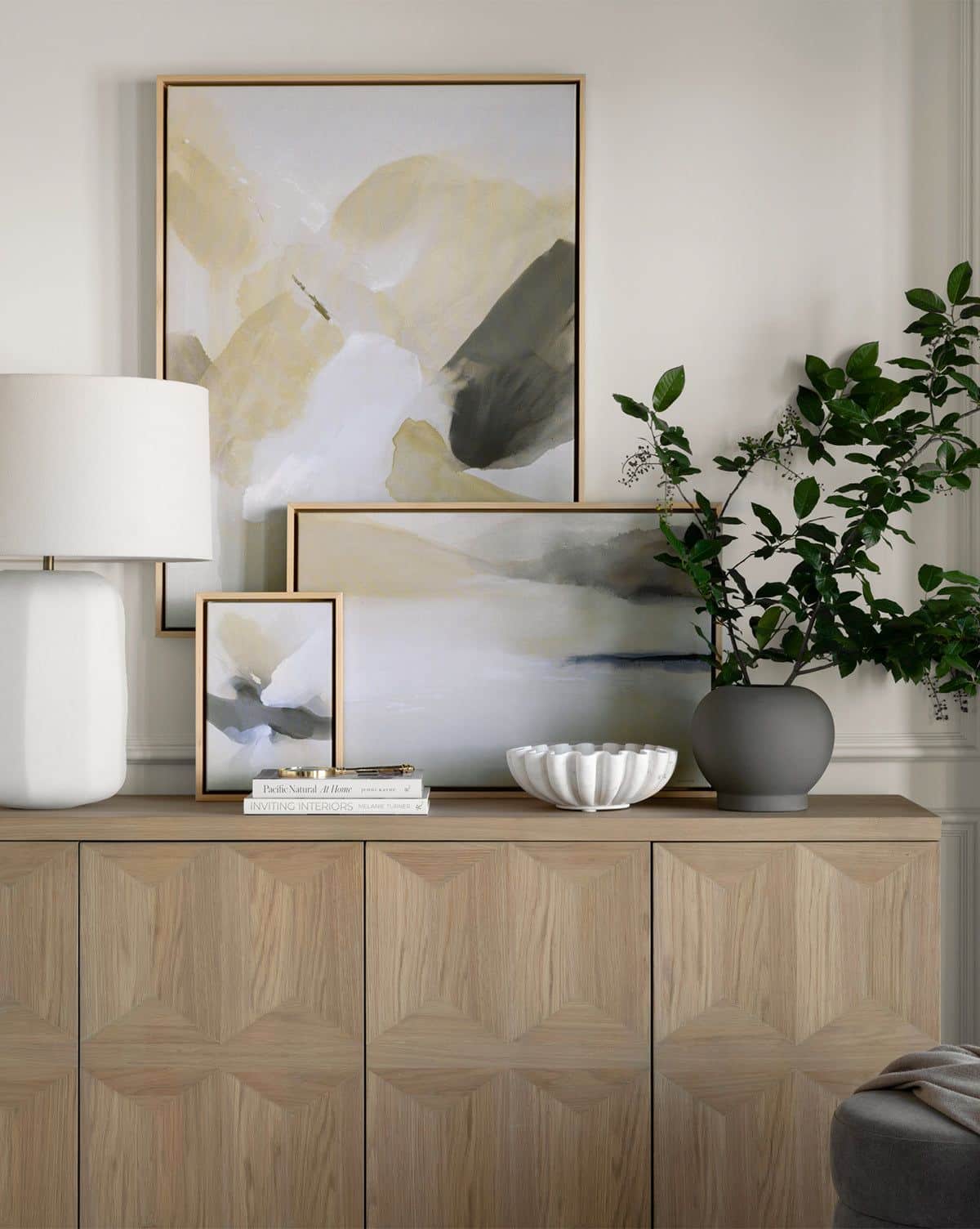 Hang a Beautiful Piece of Art or a Mirror above the Credenza