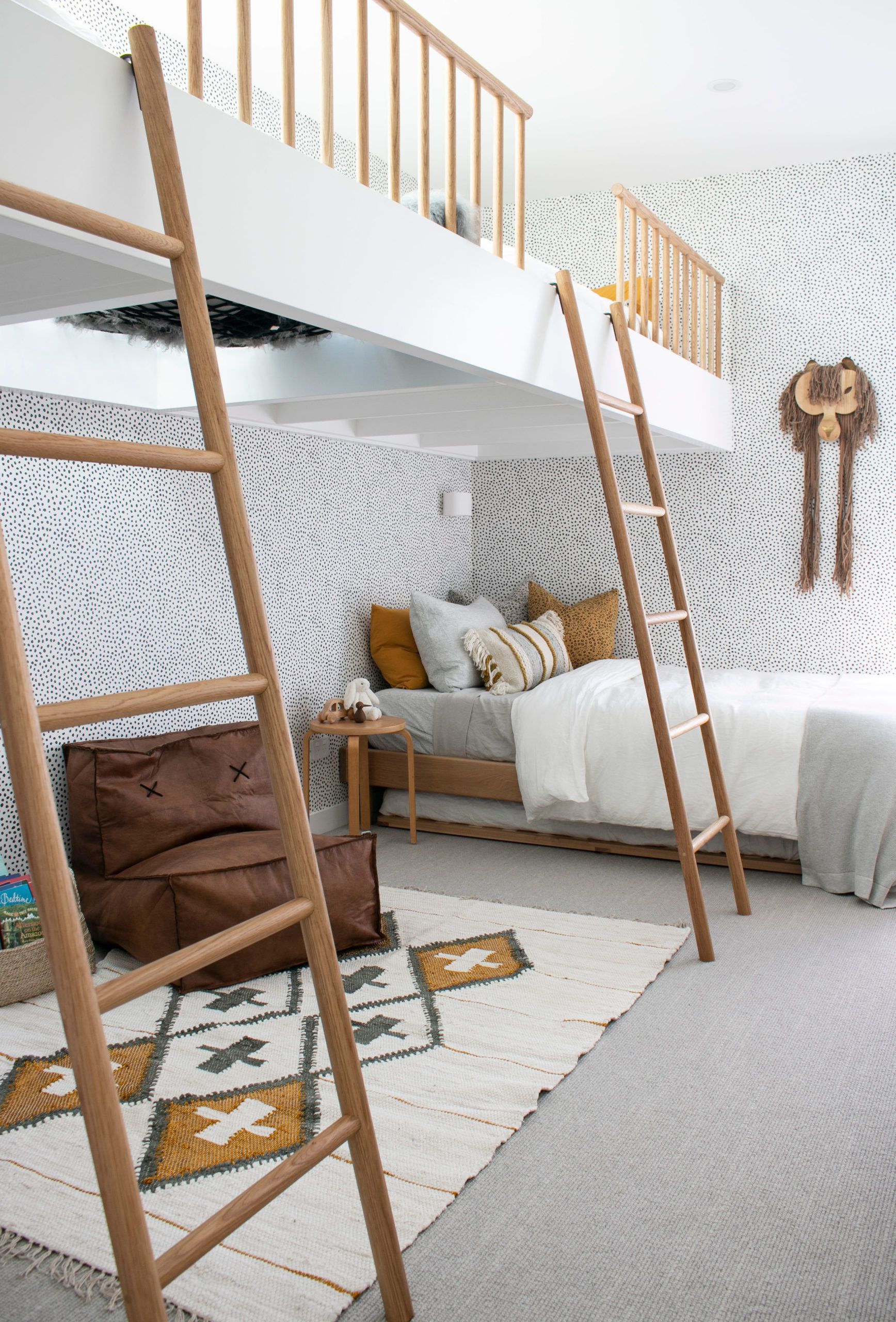Consider a loft bed to save space and add interest to your long, narrow room.