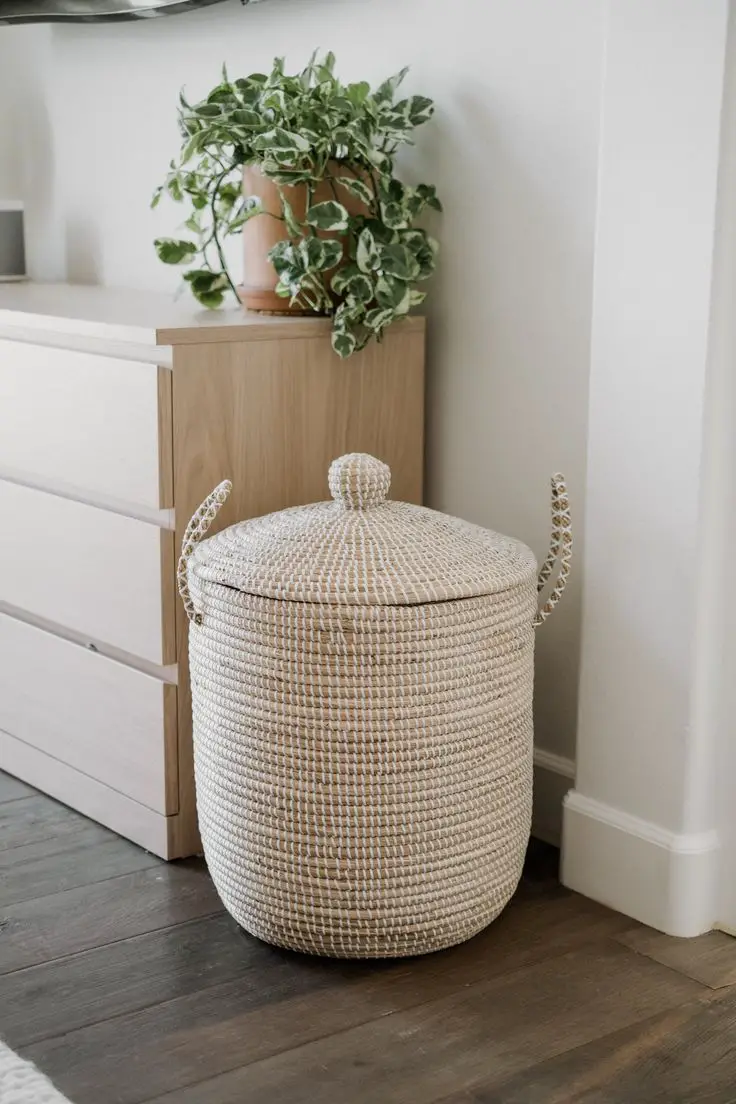 Use baskets or bins to store items out of sight.