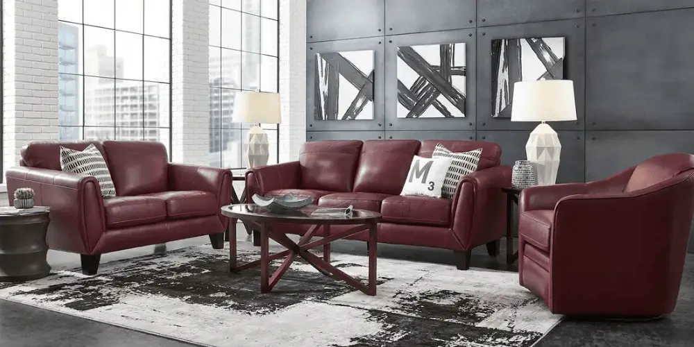 How to Decorate around a Burgundy Leather Sofa – 10 Ideas