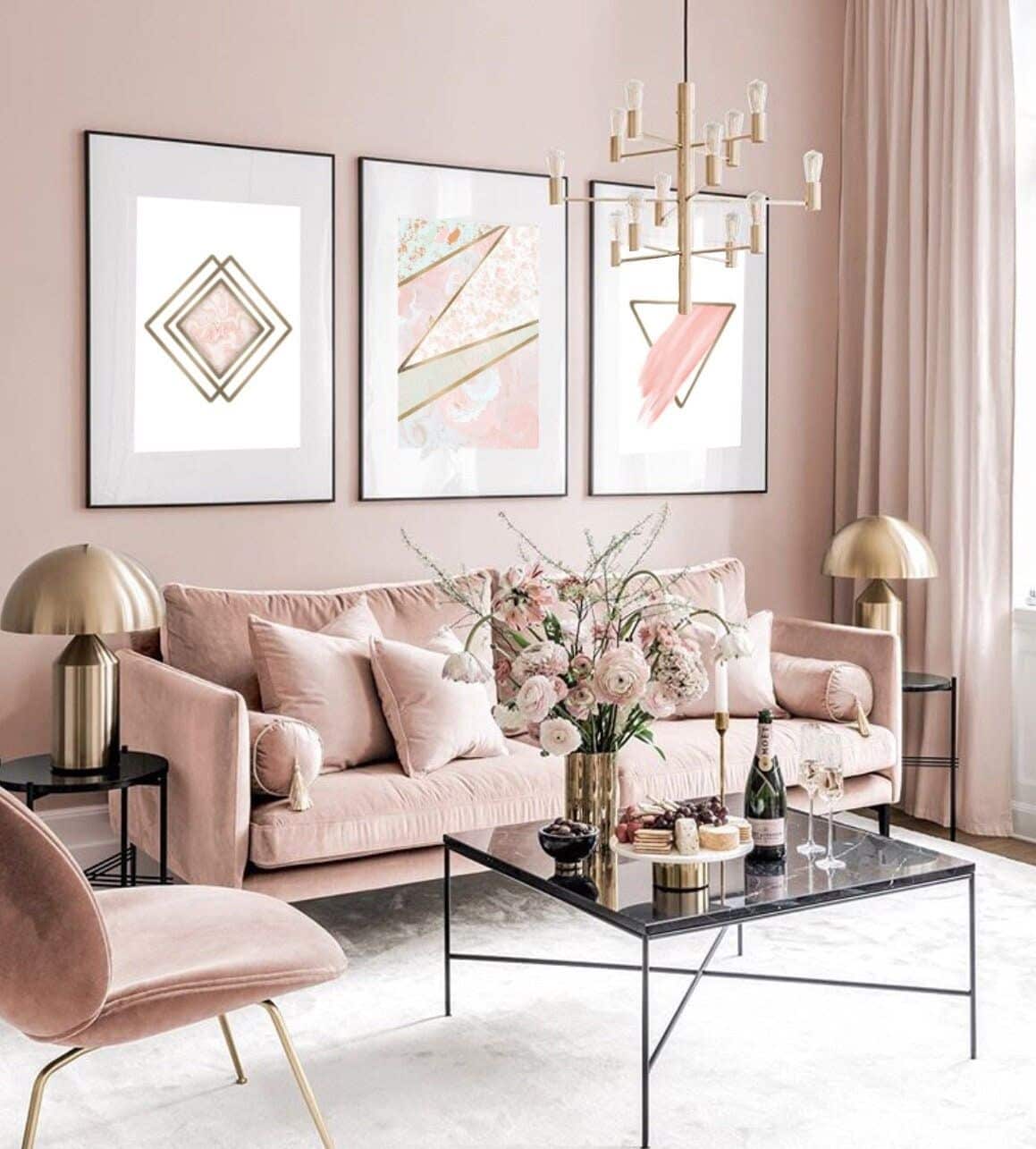Blush Pink and Beige: A delicate pink can bring a sense of femininity to the room for a truly unique look.