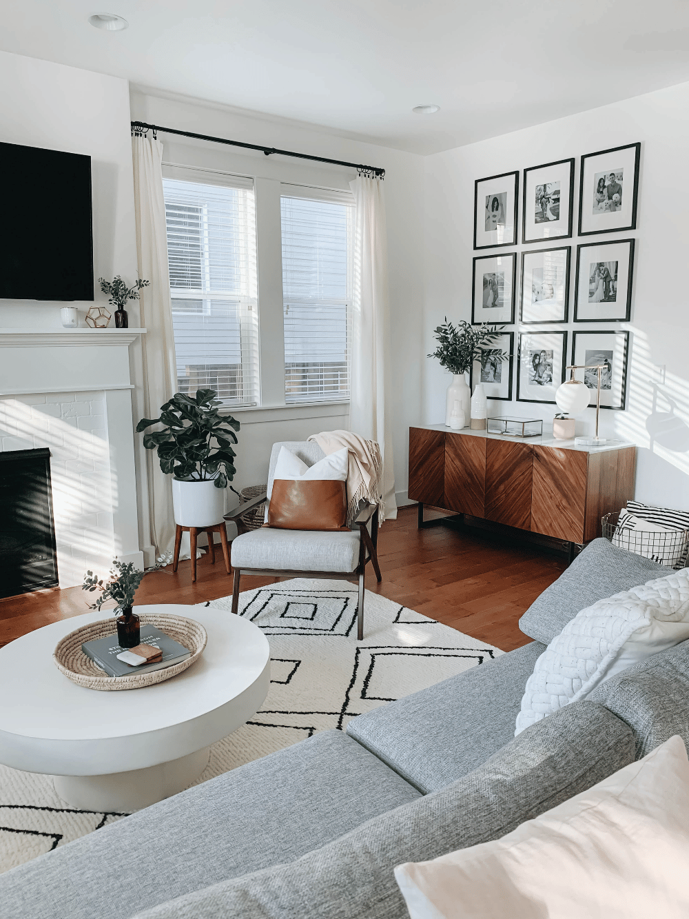 Tone Down Orange Wood Floors With Furniture and Decor