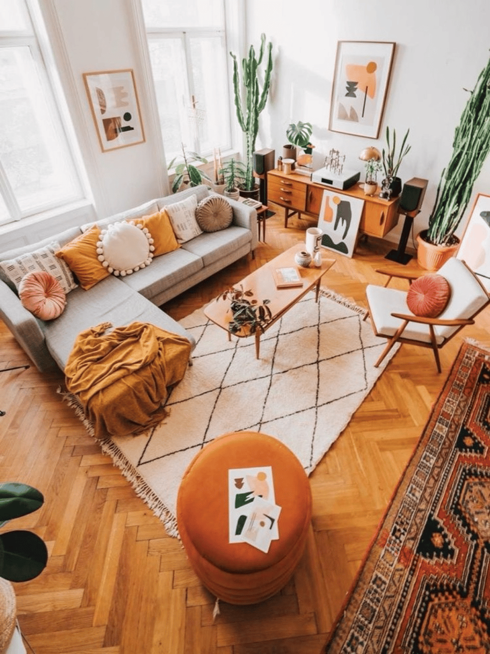 Keep the orange wood tones consistent throughout the house to create a unified look.