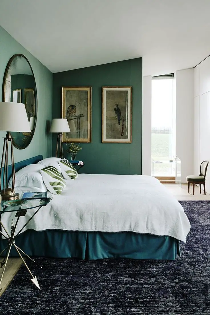 Choose a few accent pieces, such as pillows, throws, and curtains in shades of blue, to tie everything together.