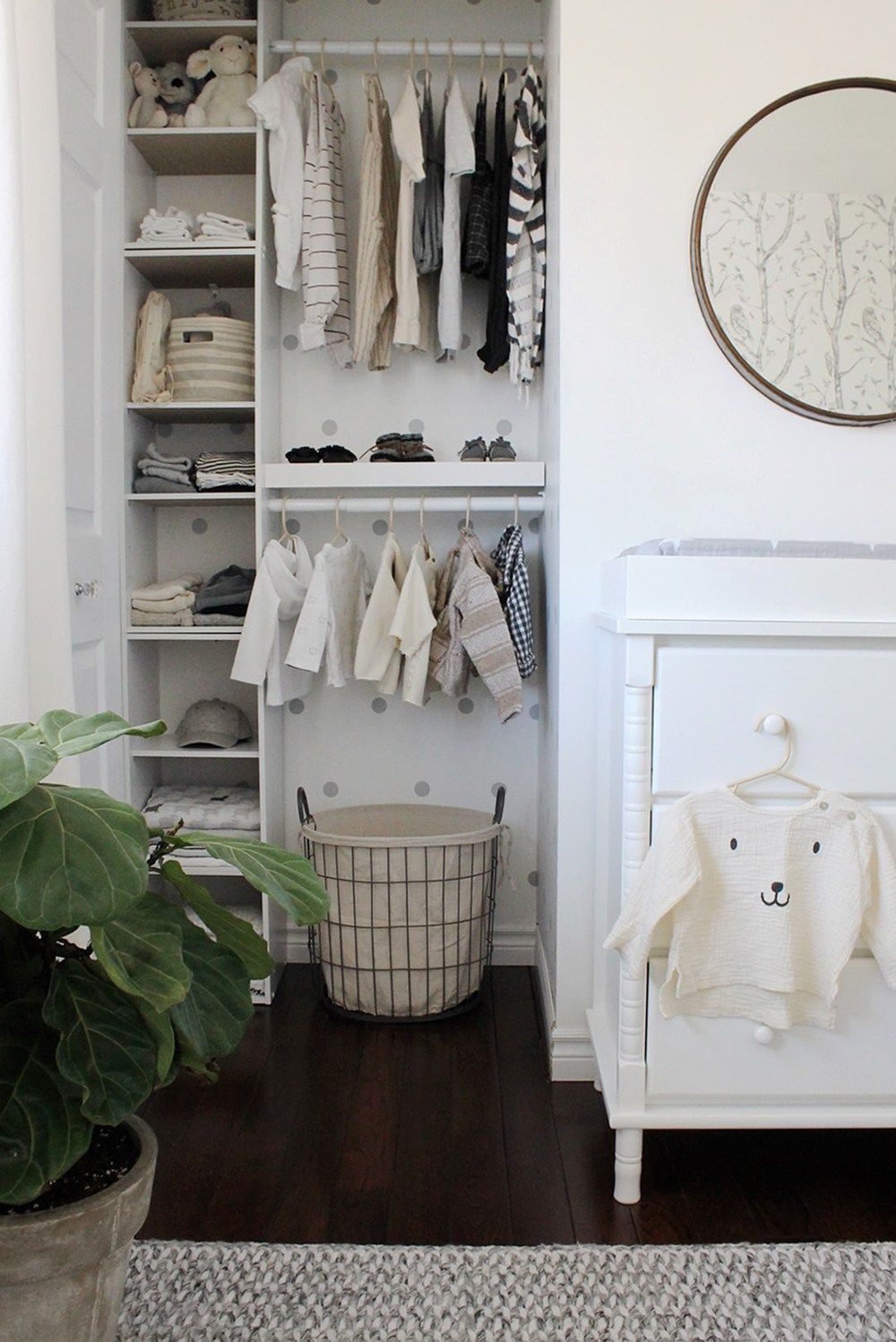 Build a nursery closet with storage cabinets and drawers so you can easily keep everything organized.
