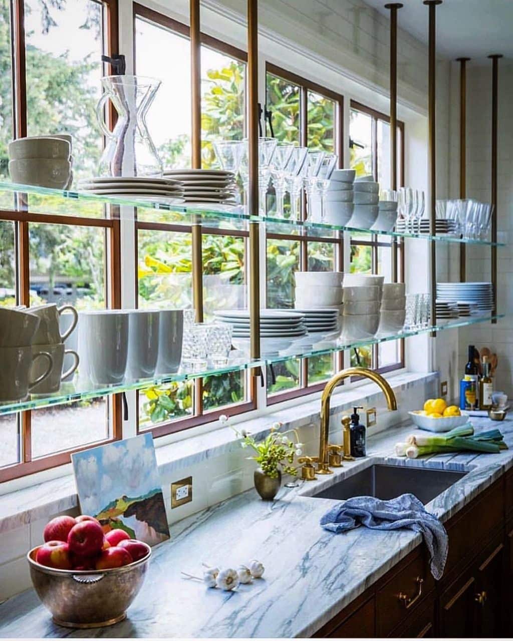 Consider overhead storage racks for a functional and stylish design solution.