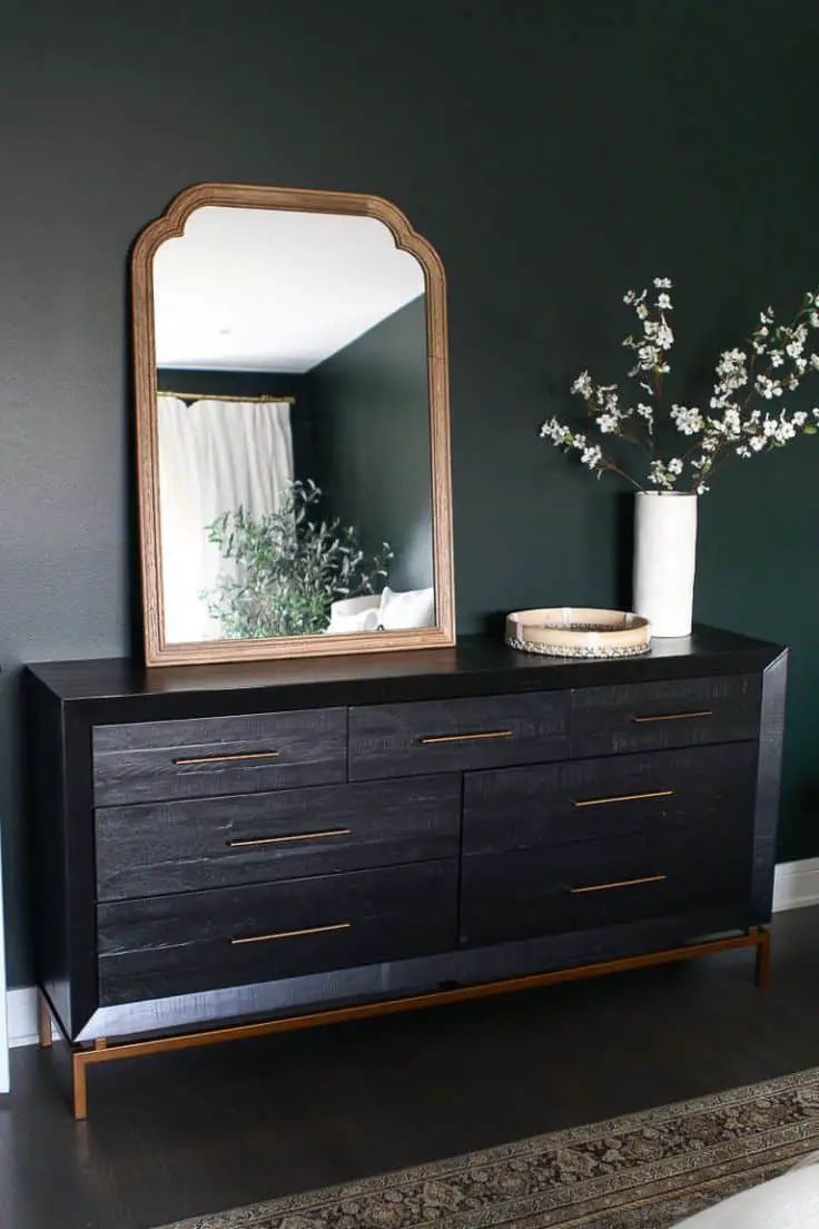Black contrasts well with dark wood, creating an edgy look.