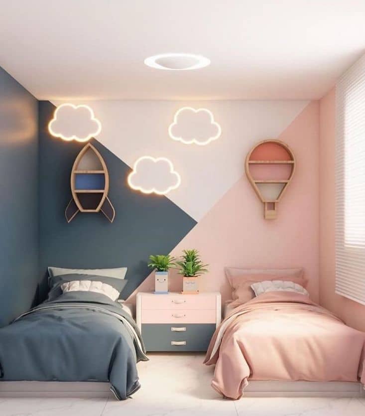 Paint your walls and use different colors to distinguish each person’s space.