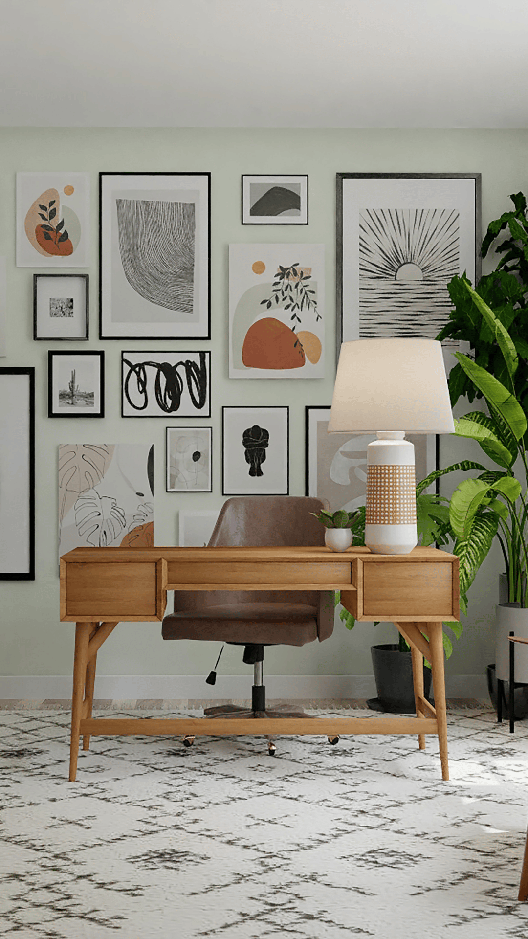 Utilize good feng shui principles by placing the desk facing the door, with pictures of nature on the walls or even an…