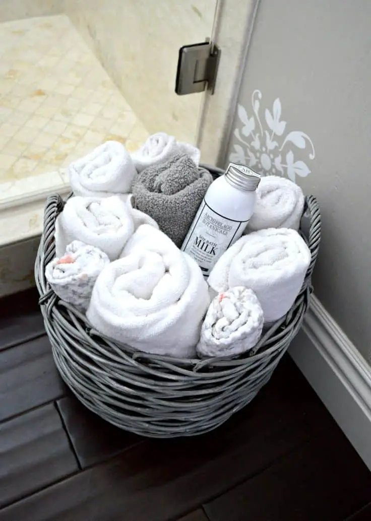 Use baskets to organize additional points in the living room, bathroom, or bedroom.