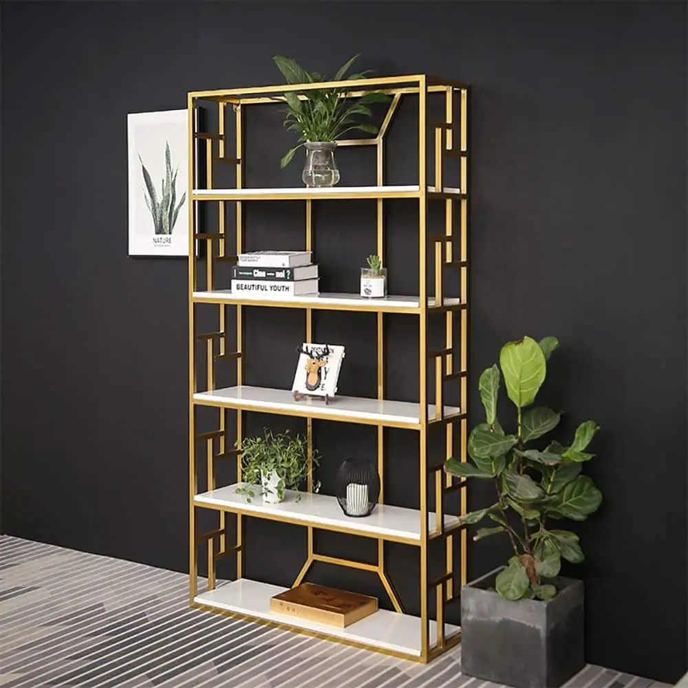 Cover some of the shelves with wallpaper or fabric to add color and pattern to the room’s style.