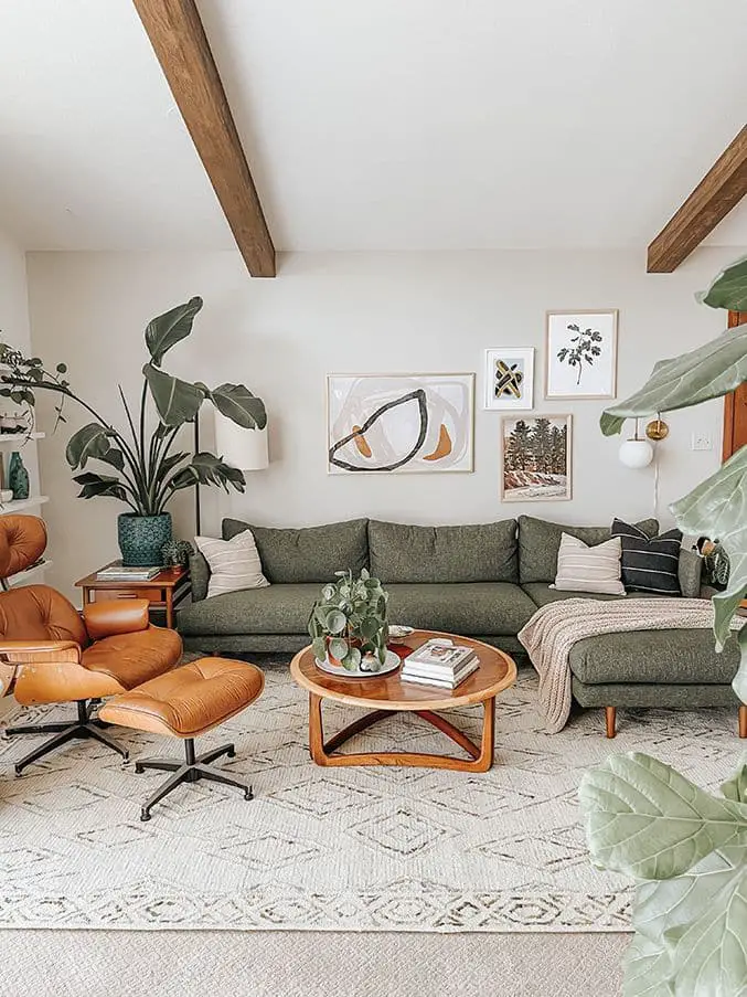 Use differently shaped rugs to define different areas in an open-concept space.