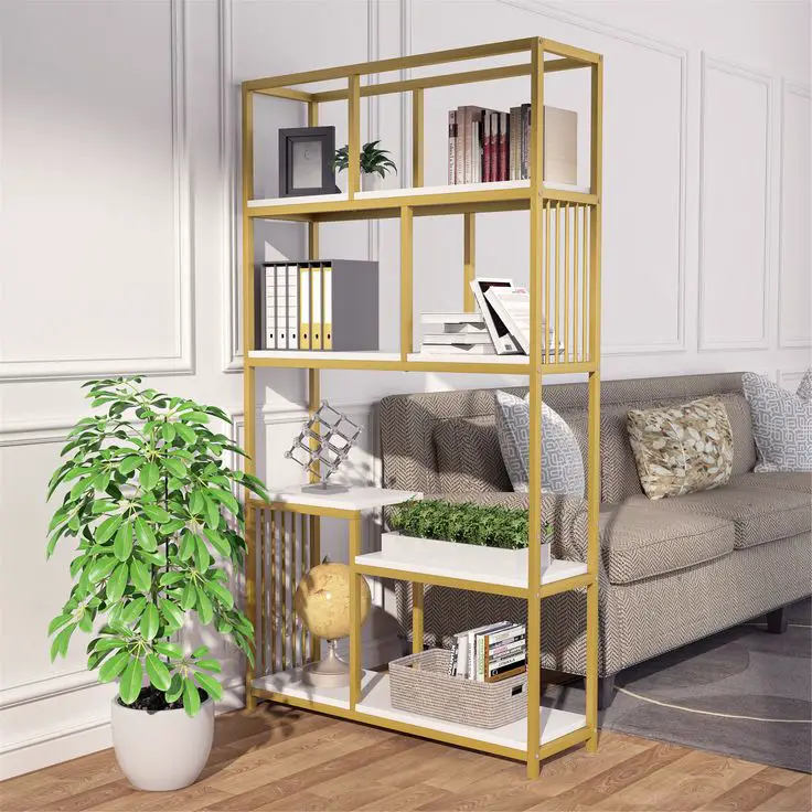 Use different materials such as wood, Glass, or metal to add texture and interest to the etagere.