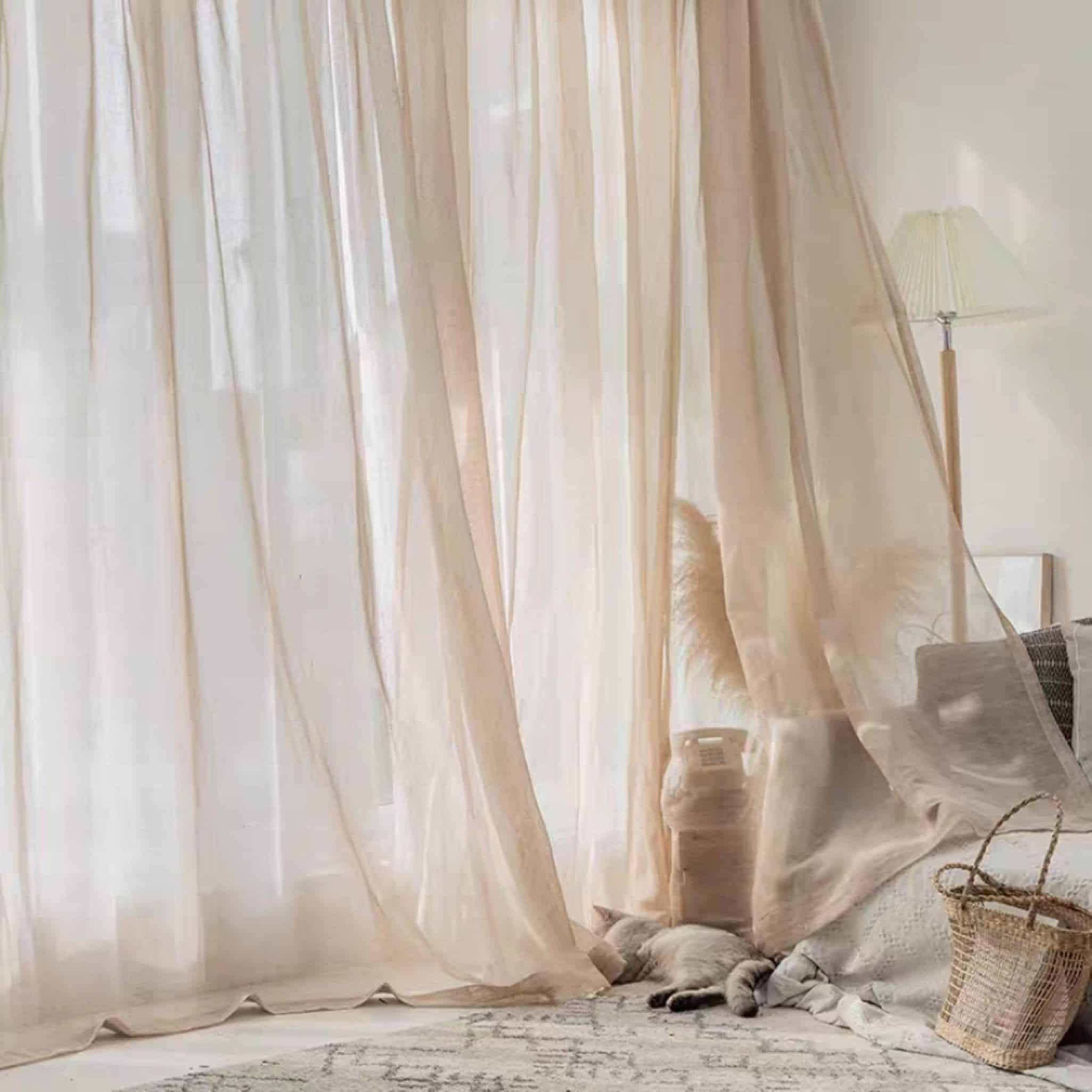 Incorporate shape and form into window treatments using geometric-patterned curtains or uniquely shaped valances.