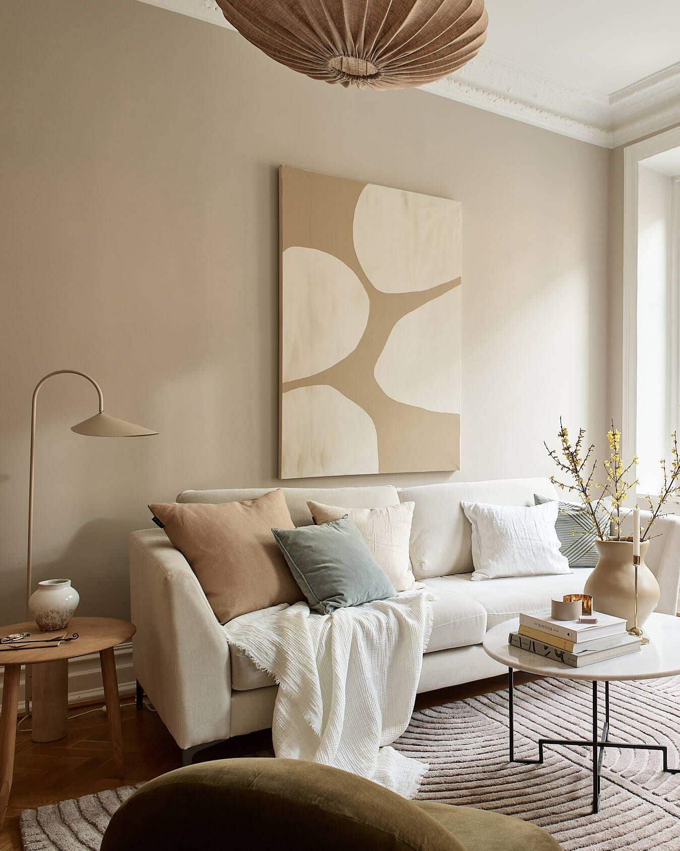 Sand Colored Paint with Medium Stained Hardwood Floor
