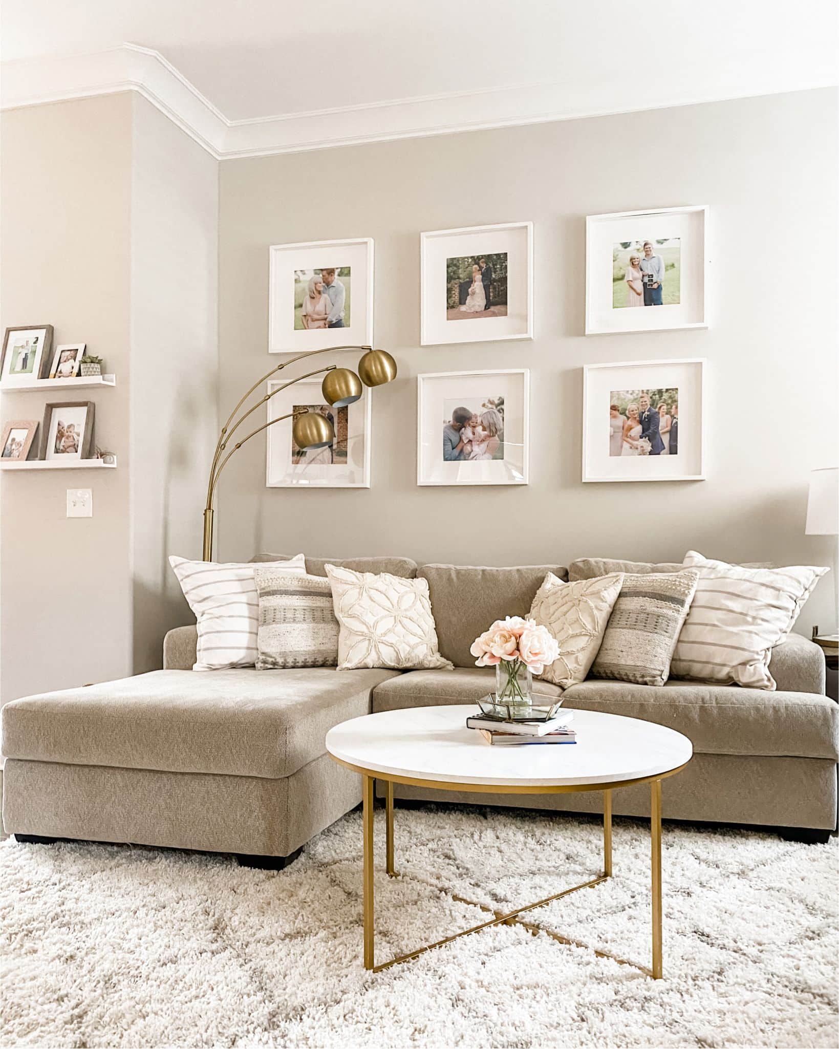Brownish-Gray Accent Wall with Mid-Toned Hardwood Flooring