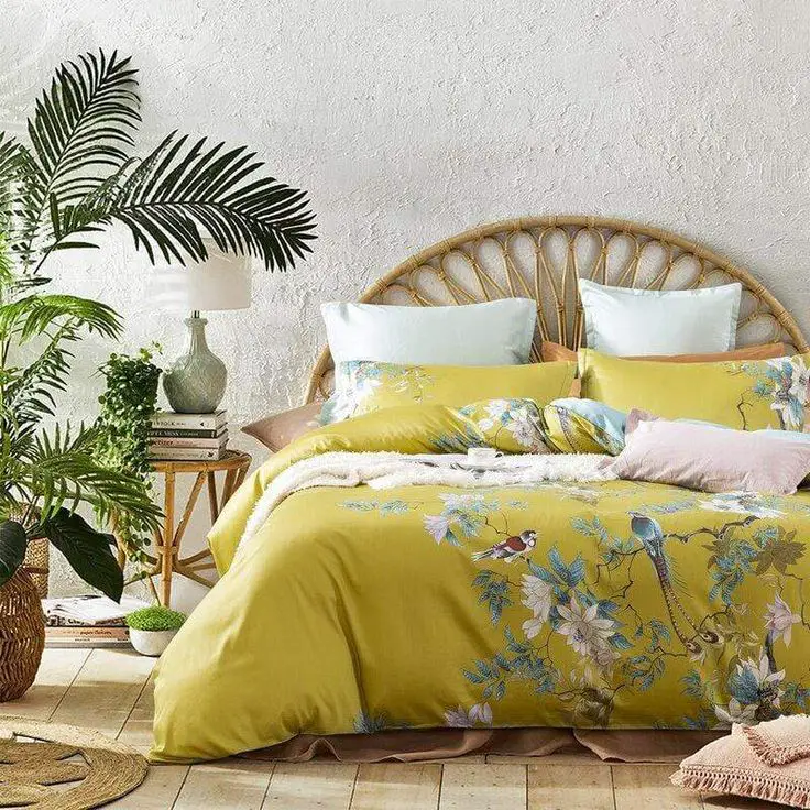 “Sunny Side Up”: Cheerful yellow walls paired with bright white accents bring energy and positivity to the room.