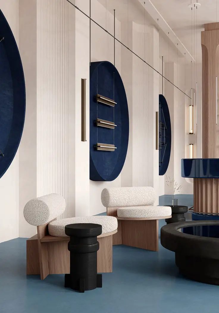 What is the role of focal points in creating movement in interior design?
