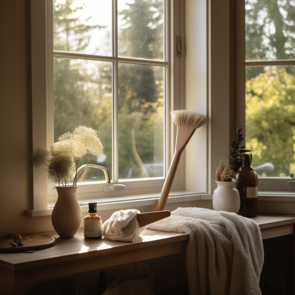 What steps should I take to clean a window fan or AC unit without removing it from my home?