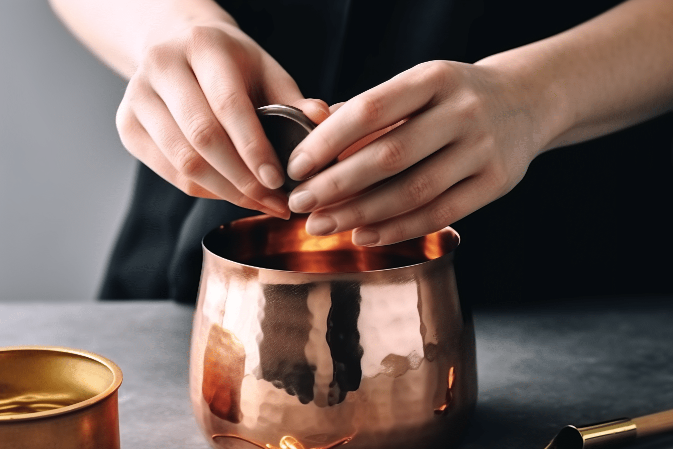 Cleaning Copper Candle Holders with Soap and a Gentle Commercial Acid