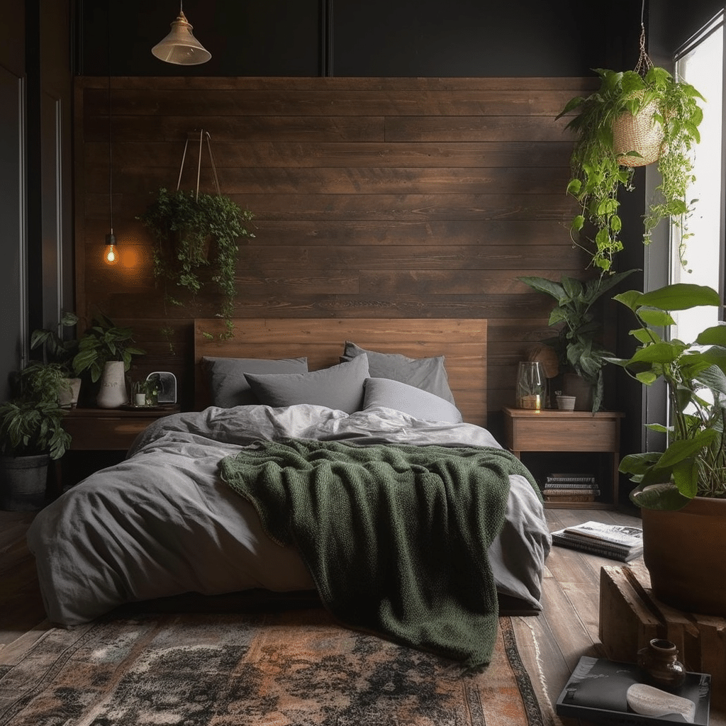 Embracing Nature in Wood Paneling Decor: Incorporating Plants and Rustic Elements for a Refreshing Look