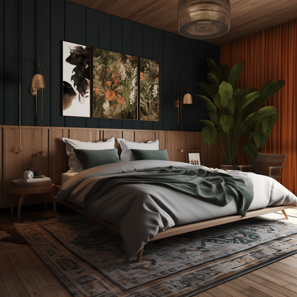 Mastering Wood Paneling Accents: Bold Rugs and Striking Wall Features for a Modern Touch