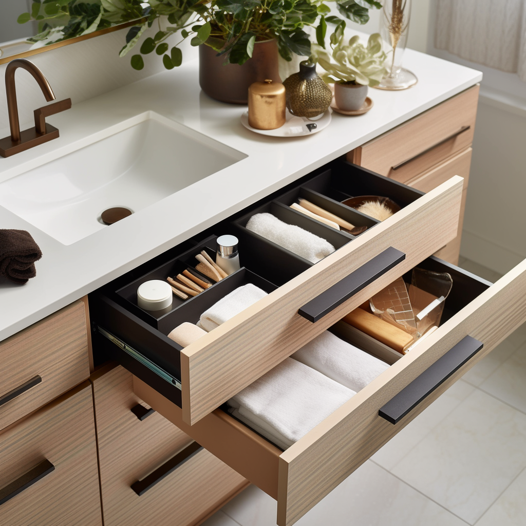 What are the best strategies for managing organization in cabinets with both shallow and deep drawers?