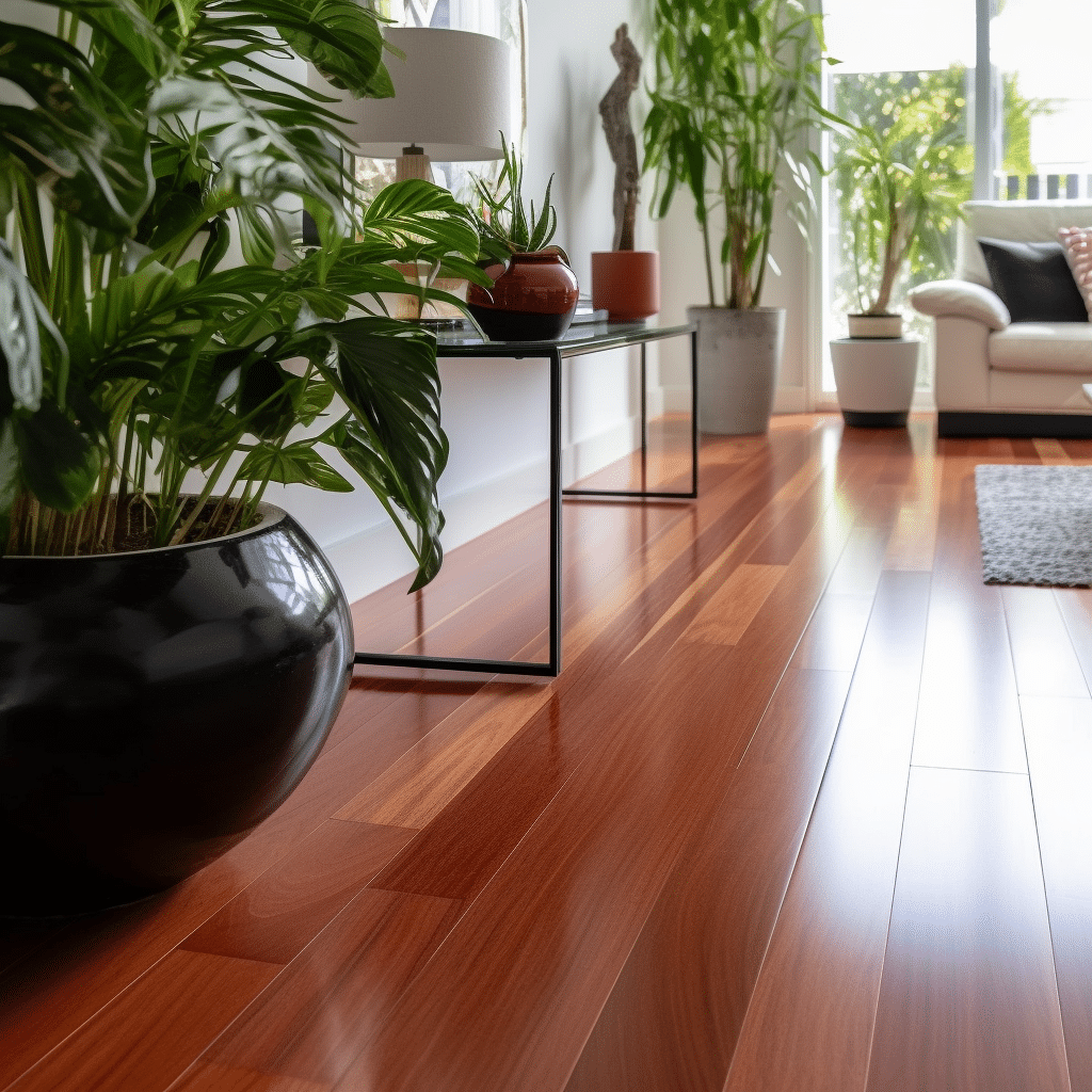 How can I use lighting to highlight the modern aspects of my cherry wood flooring?