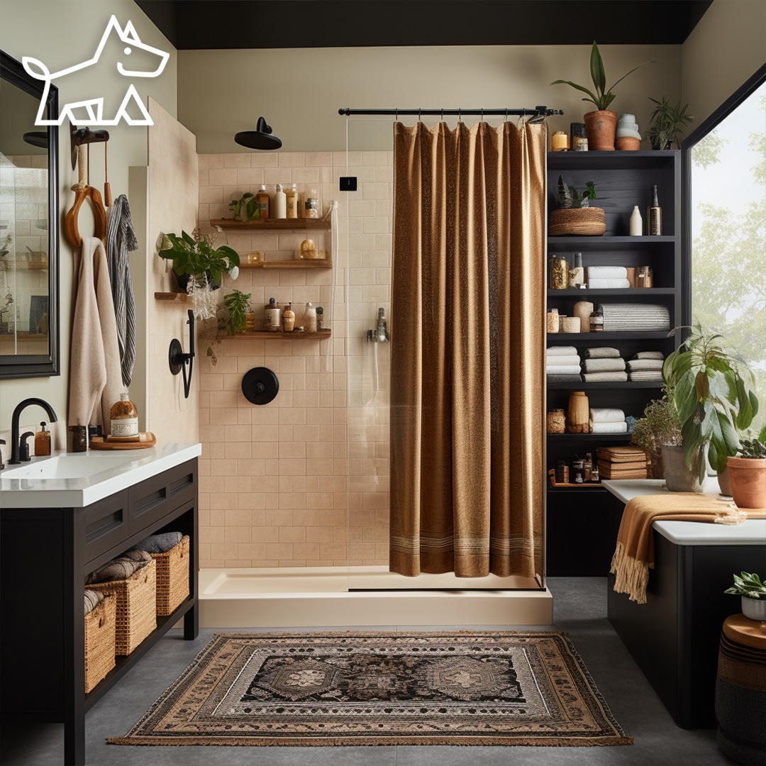 How to Decorate Shower Doors with Curtains: Bathroom Design with Shower Curtains and Glass Door Decorating Ideas