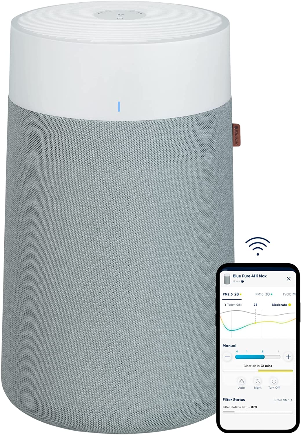 Best for Bedrooms: Blueair Blue Pure 411i Max Air Purifier