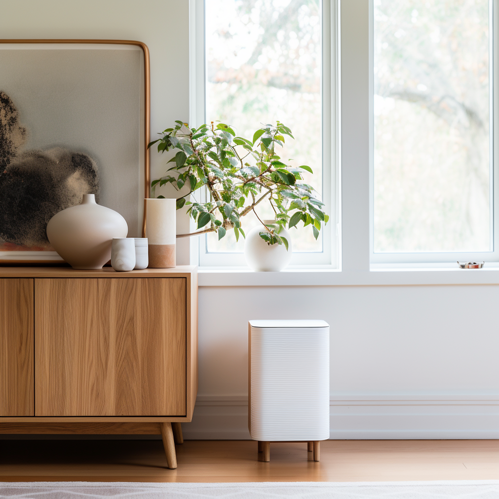 Can an air purifier help in reducing smells associated with humidity, such as the musty smell in a basement or garage?