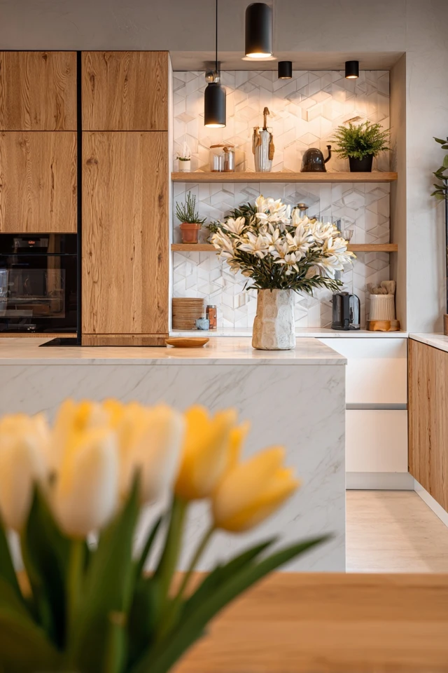 Gorgeous White And Natural Wood Kitchens Decor That Feels Effortless
