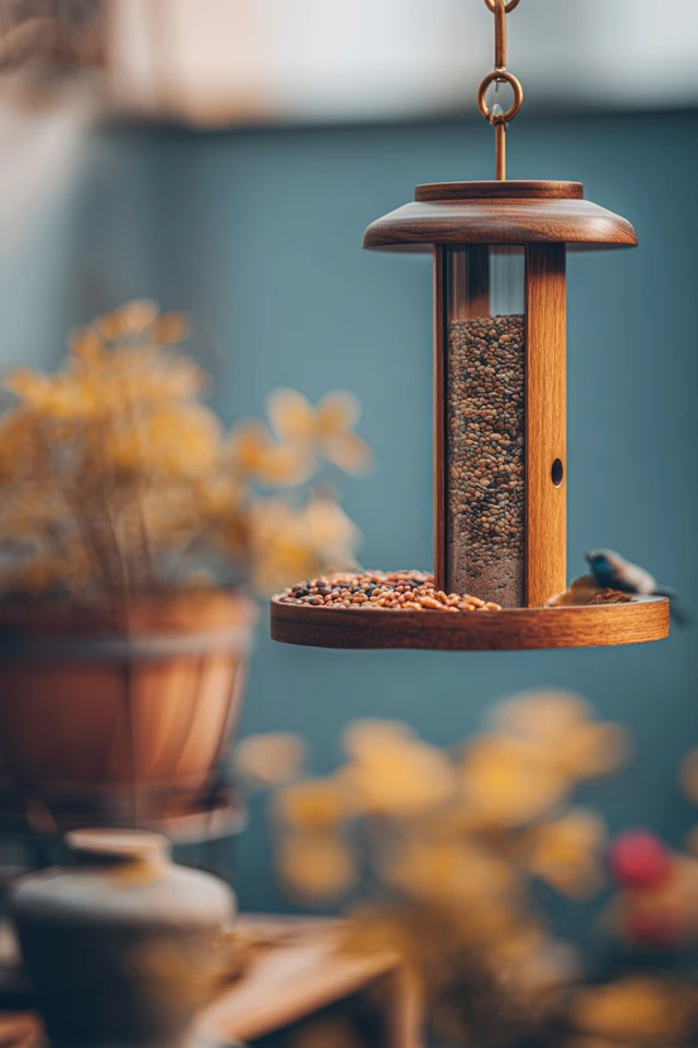 Decorative bird feeder displayed in a yard, one of several style ideas for feeding birds