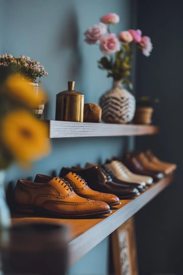 Entryway with shoe storage and coat hooks set up as a tidy mudroom area