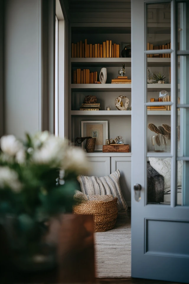 Easy Built-In Bookshelves Around Doorway Makeover Ideas for Beginners