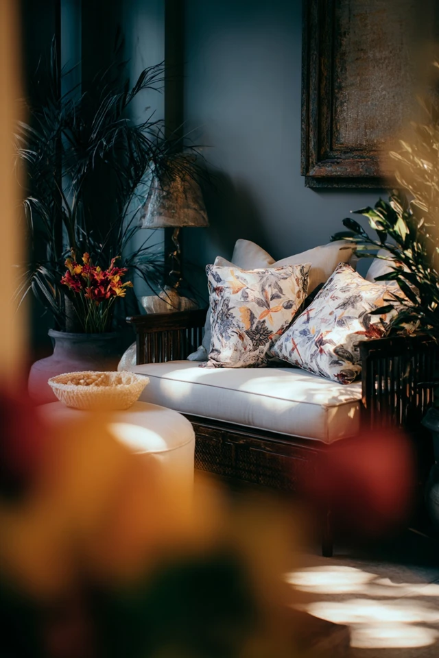 Quiet corner with a comfortable seat and soft lighting suited to a reading nook